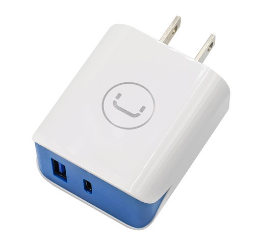 Cargador UNNO TEKNO para celular de pared DUAL - x1 puertos USB-A y x1 Puerto Tipo-C Carga rapida 18W - PW5057WT
