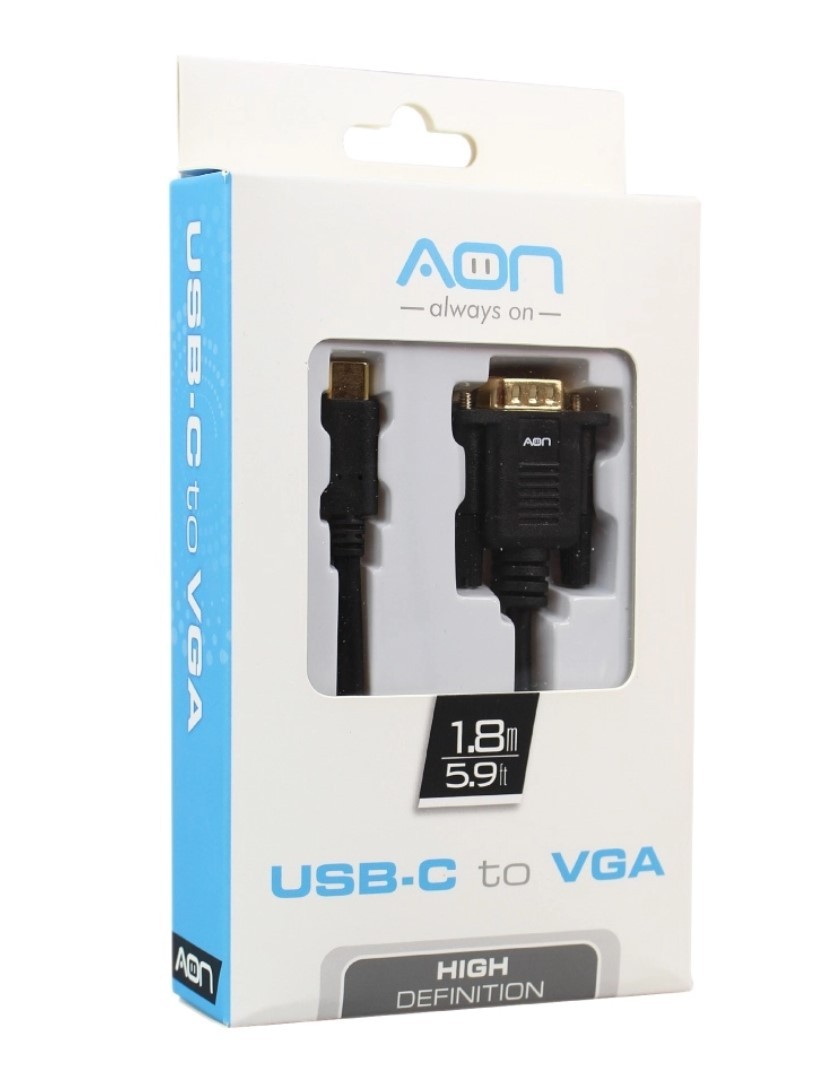 Adaptador AON USB-C a VGA – 1.8m/5.9ft – AO-CB-5101